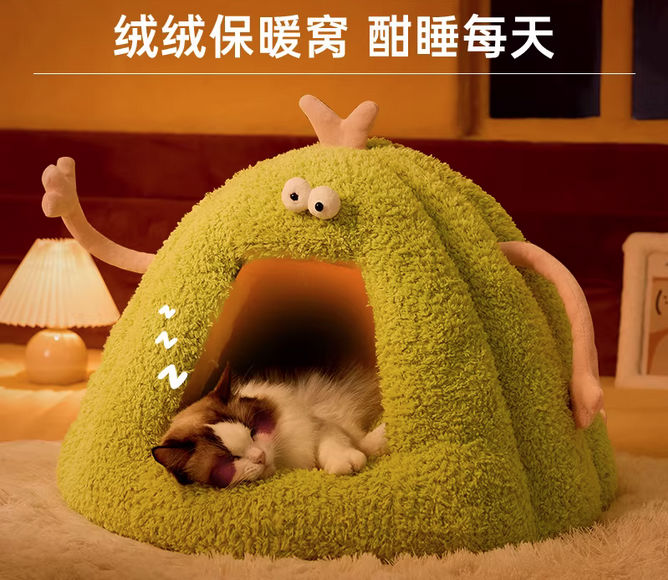 绿色小怪兽猫窝，M码，适合10斤以内的猫咪